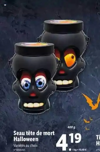 Seau tête de mort halloween