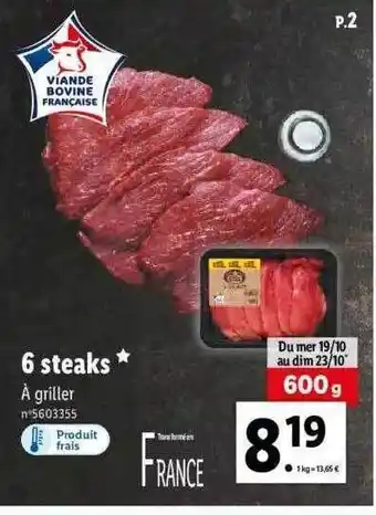 Lidl 6 steaks offre
