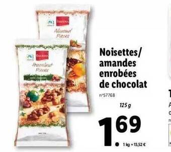 Lidl Noisettes-amandes enrobées de chocolat offre