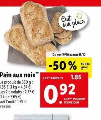 Lidl Pain aux noix offre