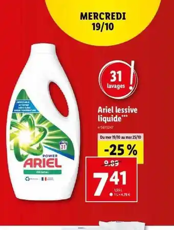 Lidl Ariel lessive liquide offre