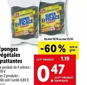 Lidl Éponges végétales grattantes w5 offre