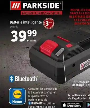 Lidl Batterie intelligente parkside offre