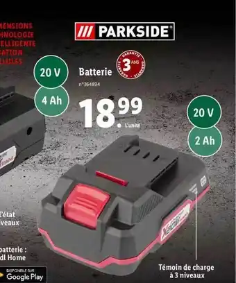 Lidl Batterie parkside offre