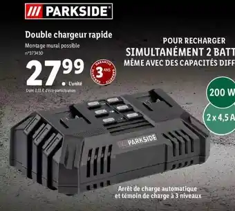 Lidl Double chargeur rapide parkside offre