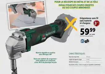 Lidl Grignoteuse sans fil sans batterie ni chargeur parkside offre