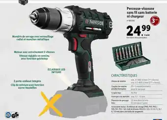 Lidl Perceuse-visseuse sans fil sans batterie ni chargeur parkside offre