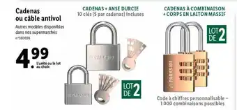 Lidl Cadenas ou câble antivol parkside offre