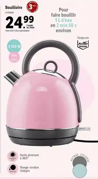 Lidl Bouilloire silvercrest offre