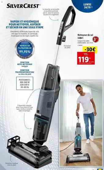 Lidl Nettoyeur de sol 3 en 1 silvercrest offre