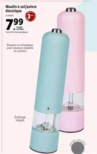 Lidl Moulin à sel-poivre électrique silvercrest offre