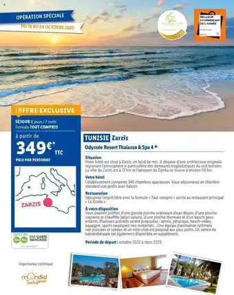Lidl Tunisie : odyssée resort thalasso & spa 4* offre