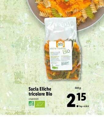 Lidl Sacla eliche tricolore bio offre