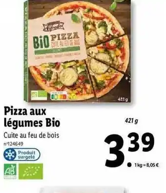 Lidl Pizza aux légumes bio alfredo offre