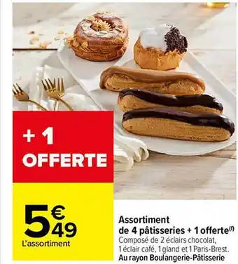 Carrefour Assortiment de 4 pâtisseries + 1 offerte offre