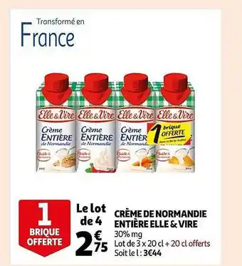 Auchan Crème de normandie entier elle & vire offre