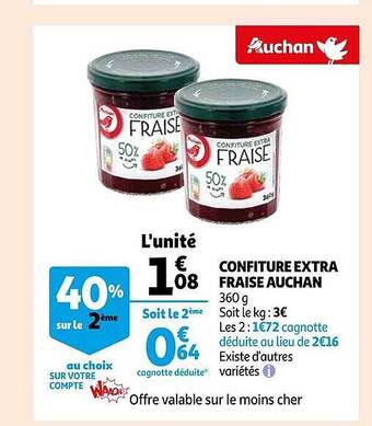 Auchan Confiture extra fraise auchan offre