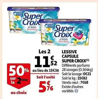 Auchan Lessive capsule super croix offre