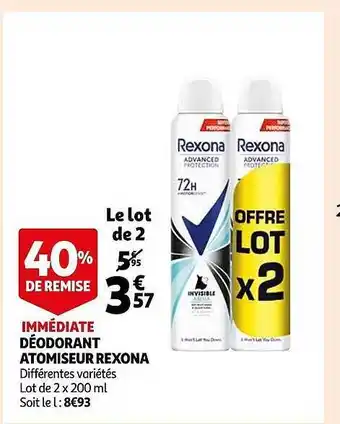 Auchan Déodorant atomiseur rexona offre