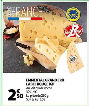 Auchan Emmental grand cru label rouge igp offre