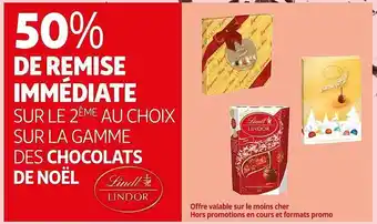 Auchan La gamme des chocolats de noël lindt lindor offre