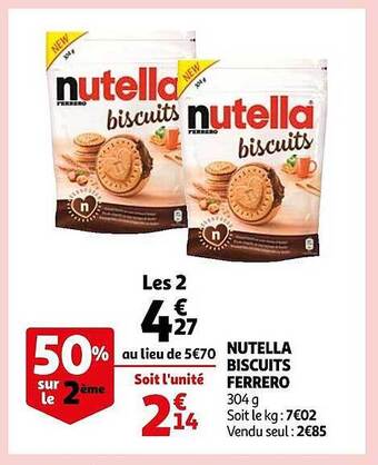 Auchan Nutella biscuits ferrero offre