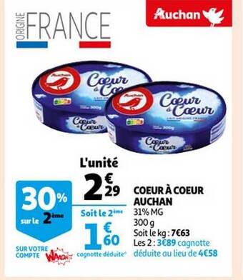 Auchan Coeur à coeur auchan offre