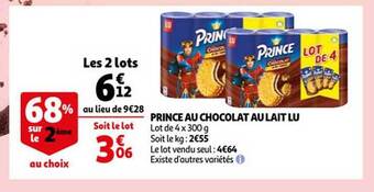 Auchan Prince au chocolat au lait lu offre
