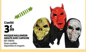 Auchan Masque halloween adulte avec capuche offre