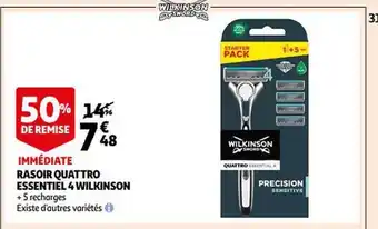 Auchan Rasoir quattro essentiel 4 wilkinson offre