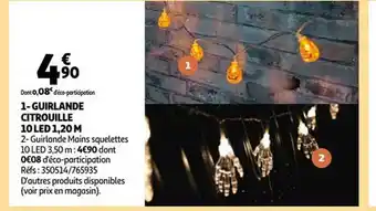 Auchan Guirlande citrouille 10 led 1,20 m offre