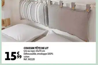 Auchan Coussin tête de lit offre