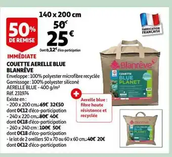 Auchan Couette aerelle blue blanrêve offre