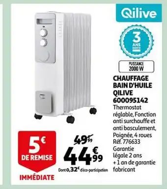 Auchan Chauffage bain d'huile qilive 600095142 offre