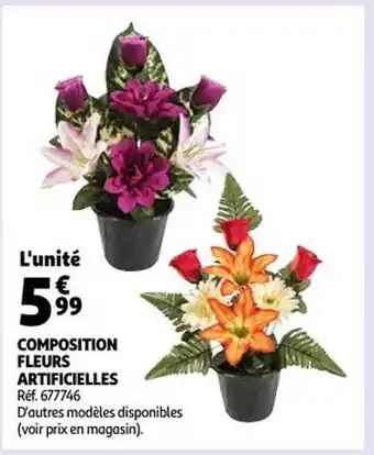 Auchan Composition fleurs artificielles offre