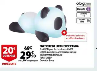 Auchan Enceinte bt lumineuse panda offre