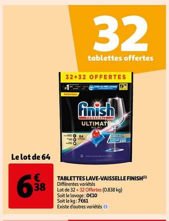 Auchan Tablettes lave-vaisselle finish offre