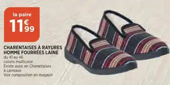 Bi1 Charentaises A Rayure Homme Fourrees Laine offre
