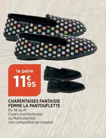 Bi1 Charentaises Fantaisie Femme La Pantouflette offre