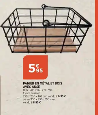Bi1 Panier En Metal Et Bois Avec Anse offre