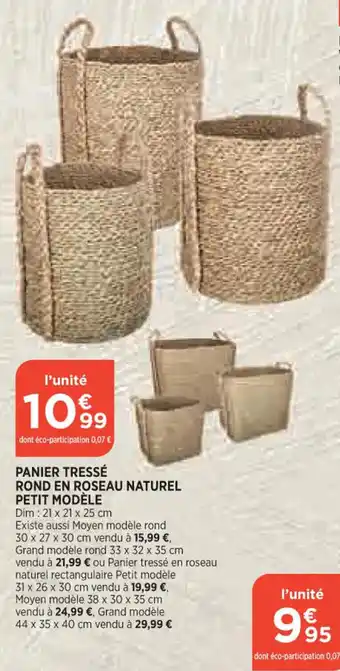 Bi1 Panier Tressee Rond En Roseaux Naturel Petit Modele offre
