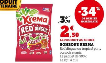 Super U Krema bonbons offre