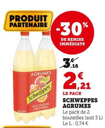 Super U Schweppes schweppes agrumes offre