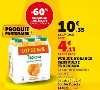 Tropicana pur jus d'orange sans pulpe