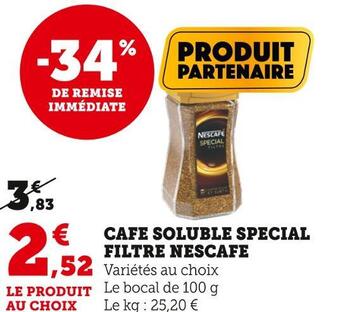 U Express Nescafe cafe soluble special filtre offre