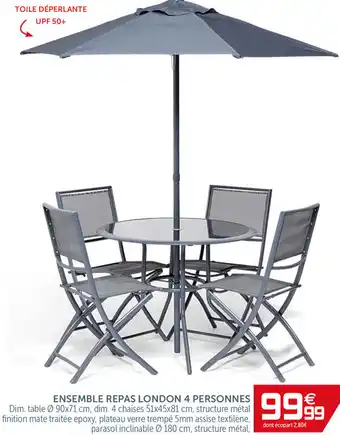 Gifi Ensemble Repas London 4 Personnes offre