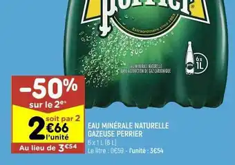 Leader Price Eau minérale naturelle gazeuse perrier offre