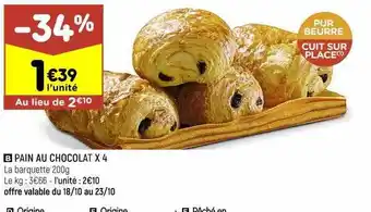 Leader Price Pain au chocolat x4 offre