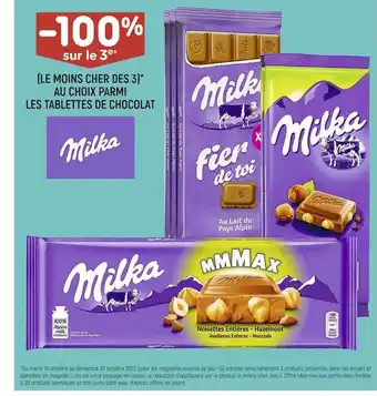 Leader Price Tablettes de chocolat milka offre