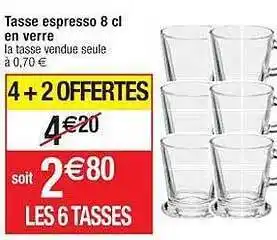 Cora x Carrefour Tasse espresso 8 cl en verre offre